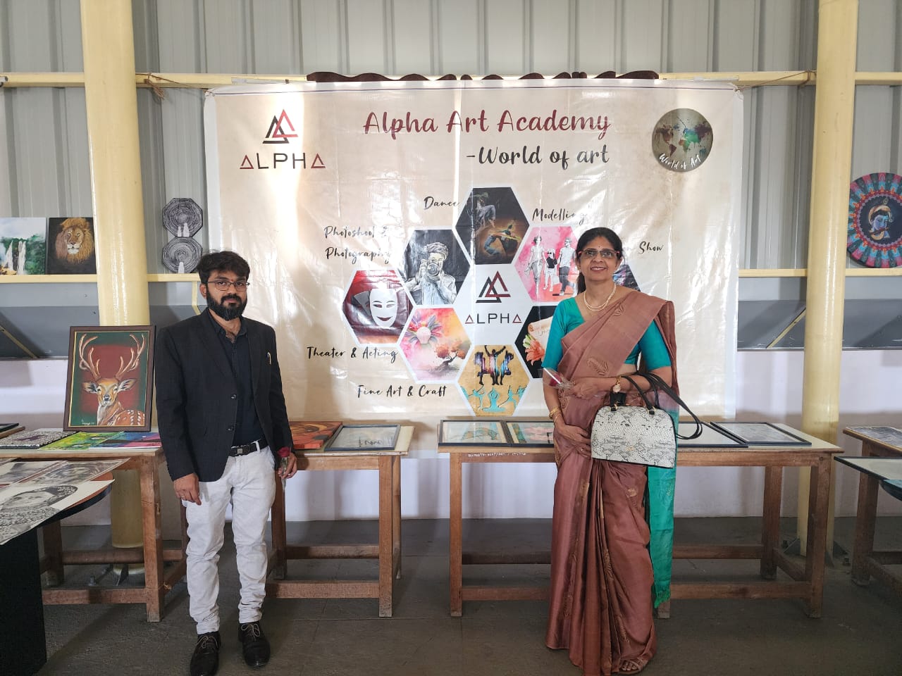 Art exhibition display featuring women artists during Women’s Day 2025