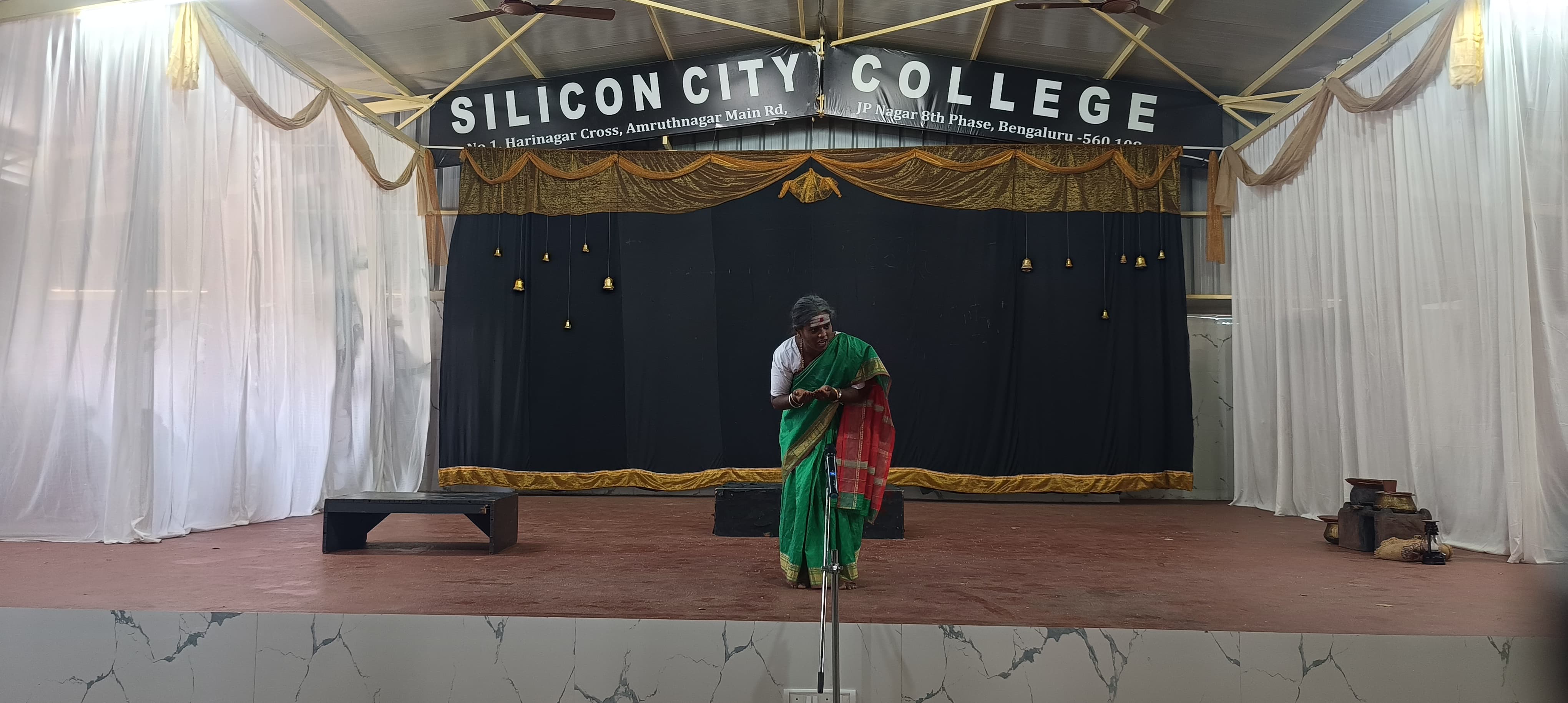 Students performing inspirational skit on environmentalist Salumarada Thimmakka