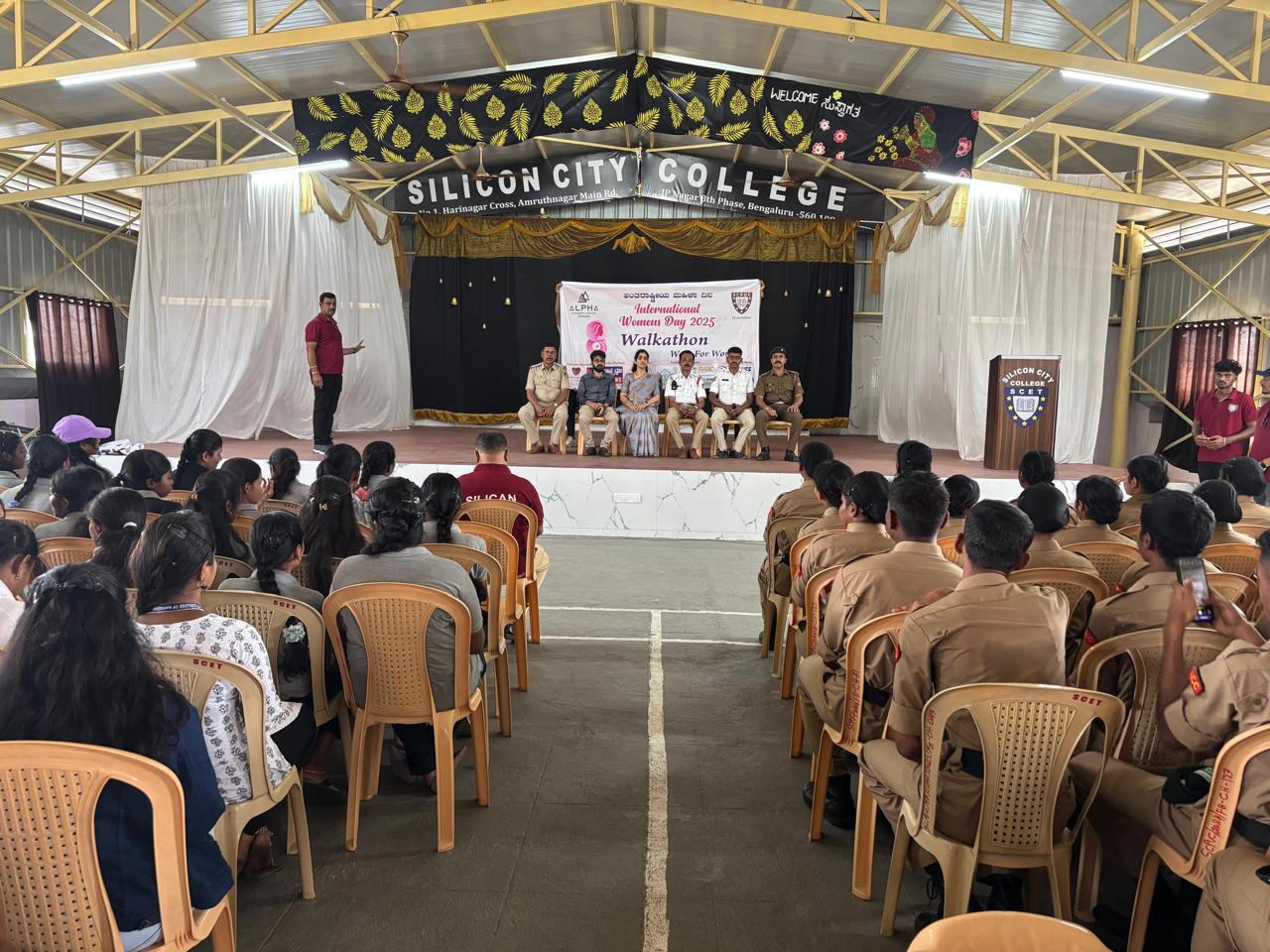 Participants raising awareness during community walk